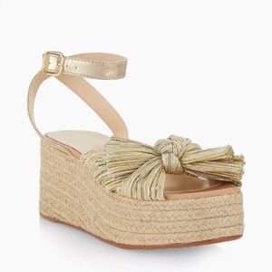 Loeffler Randall gold bow wedges- size 9